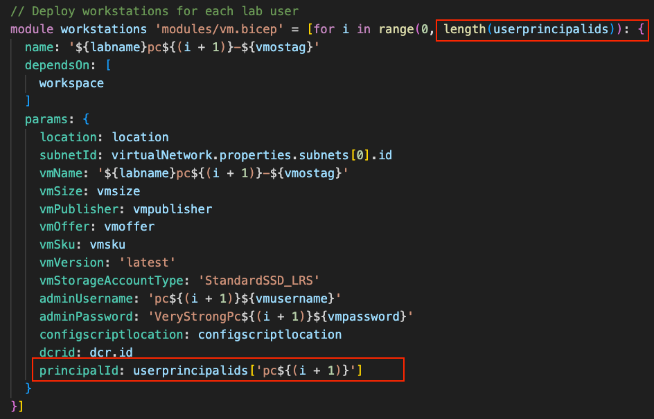 Virtual machines deployment code modification