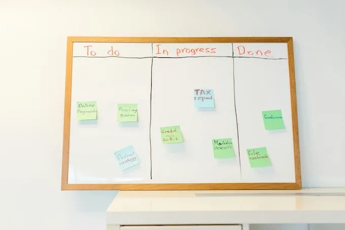 Screenshot of kanban board